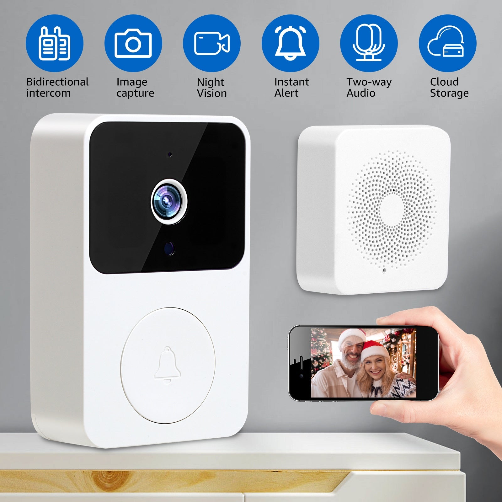 Campainha com Câmera Wi-Fi HD – Vídeo Porteiro Sem Fio Smart Home Recarregável