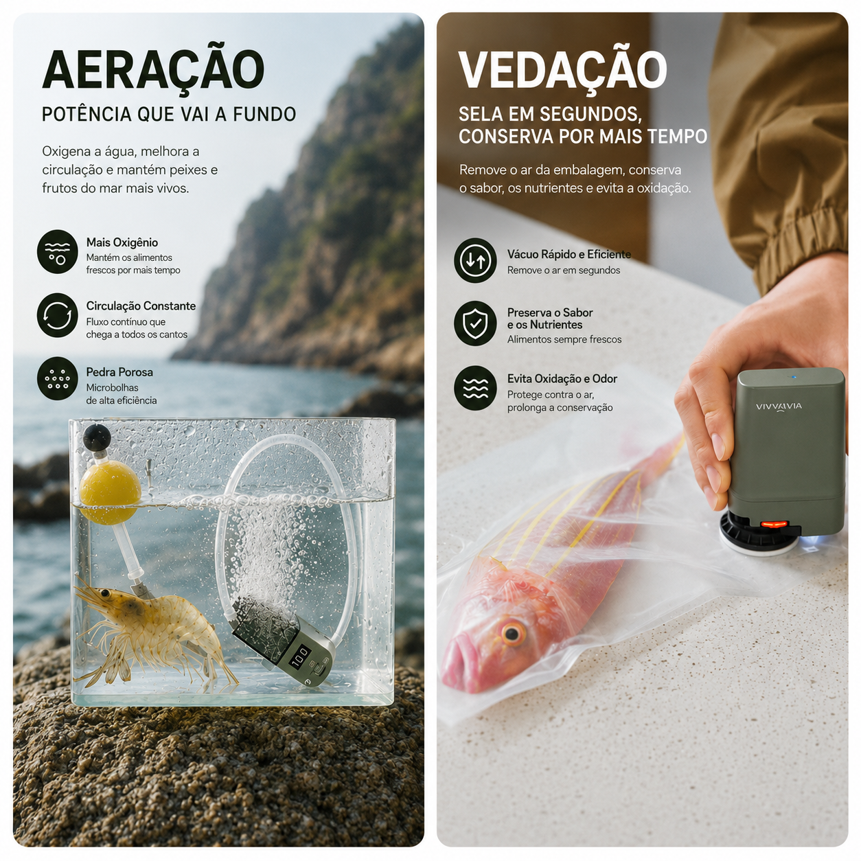Máquina Seladora a Vácuo Aerador à Prova D'água 2 em 1