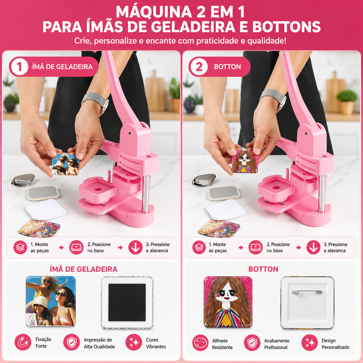 Máquina Para Fazer Ímãs Com Fotos e Botões