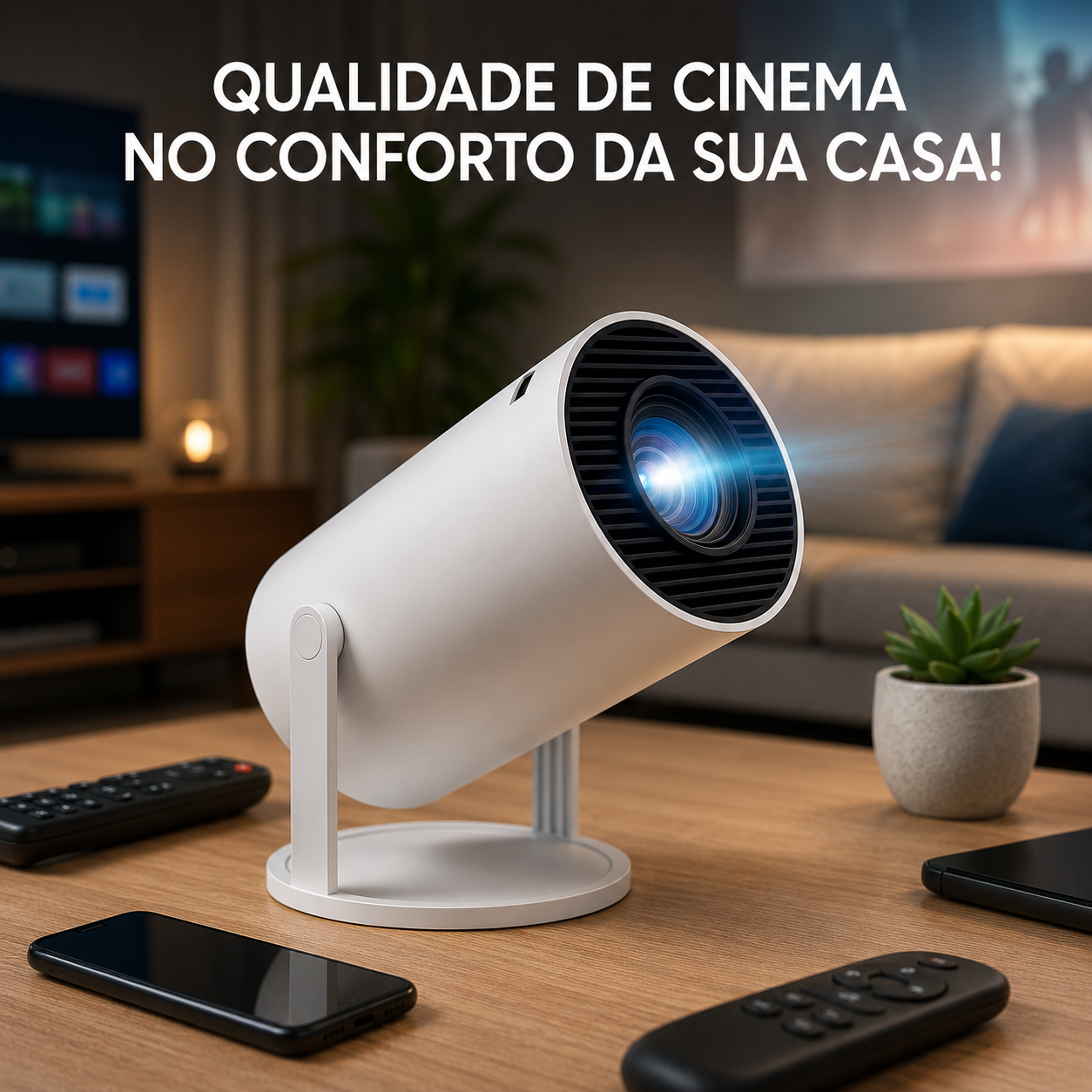 Projetor Smart Cinema Portátil 4K com 5G - Cinema em Casa