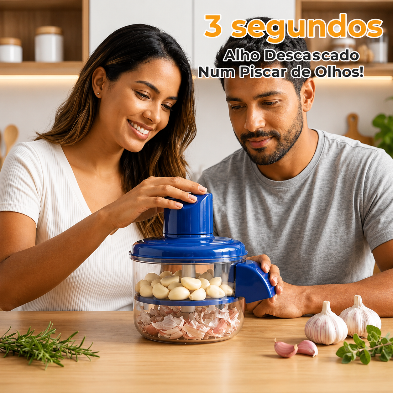Descascador Elétrico de Alho e Frutas Automático