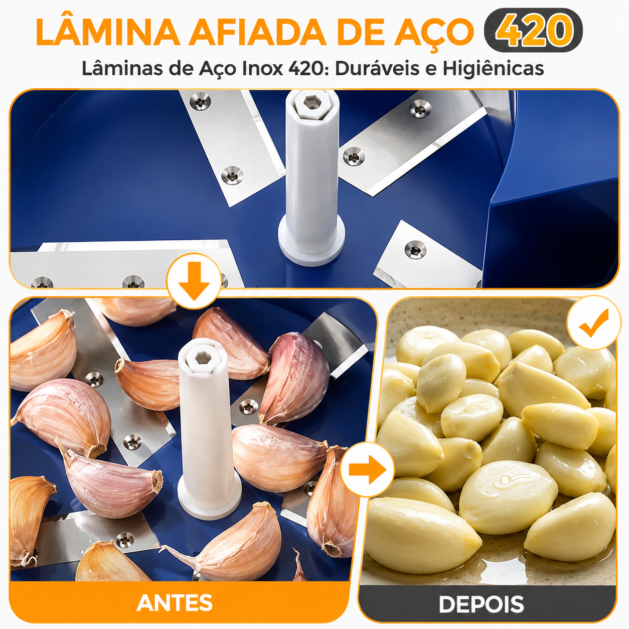 Descascador Elétrico de Alho e Frutas Automático