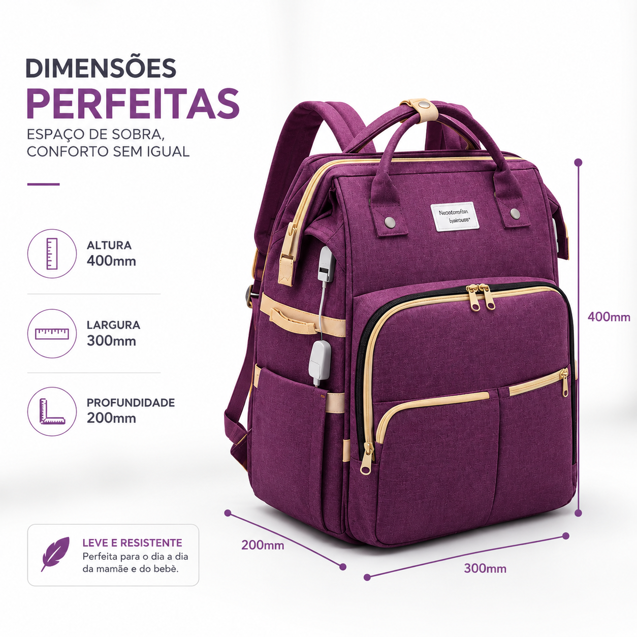 Mochila De Maternidade Expansível 3 Em 1 Com Berço Portátil