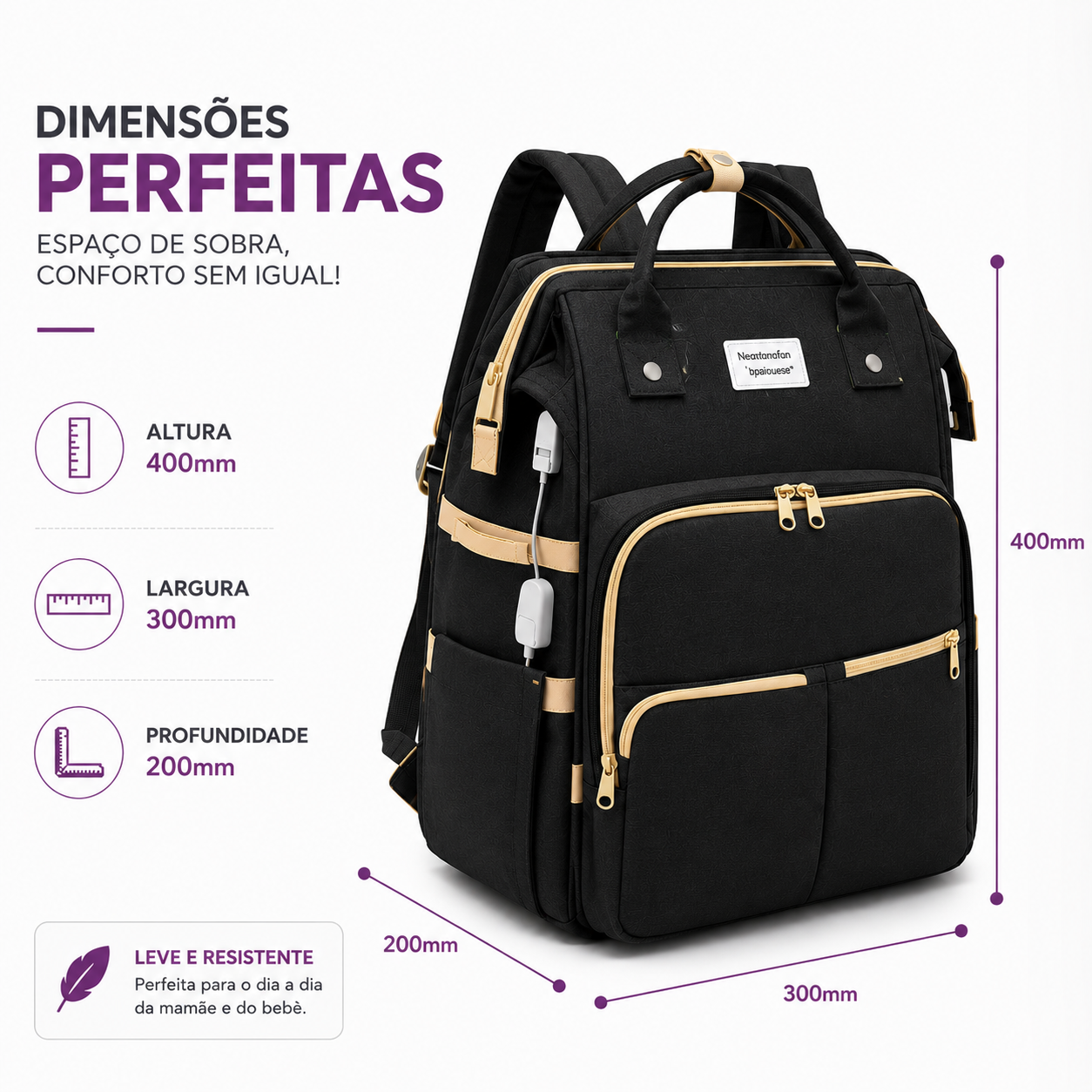 Mochila De Maternidade Expansível 3 Em 1 Com Berço Portátil