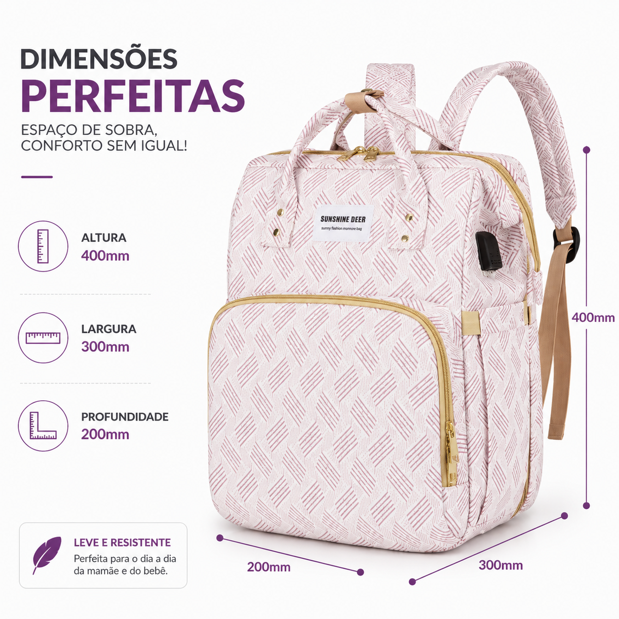 Mochila De Maternidade Expansível 3 Em 1 Com Berço Portátil