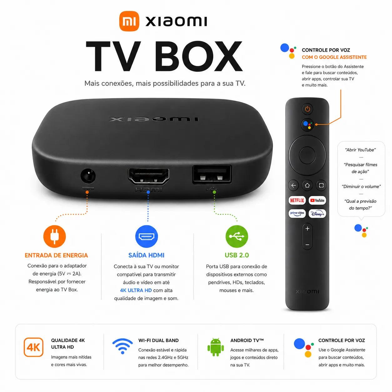 Mi Box S Tv Xiaomi 3a Geração 32gb 4k Ultra Bivolt Preto