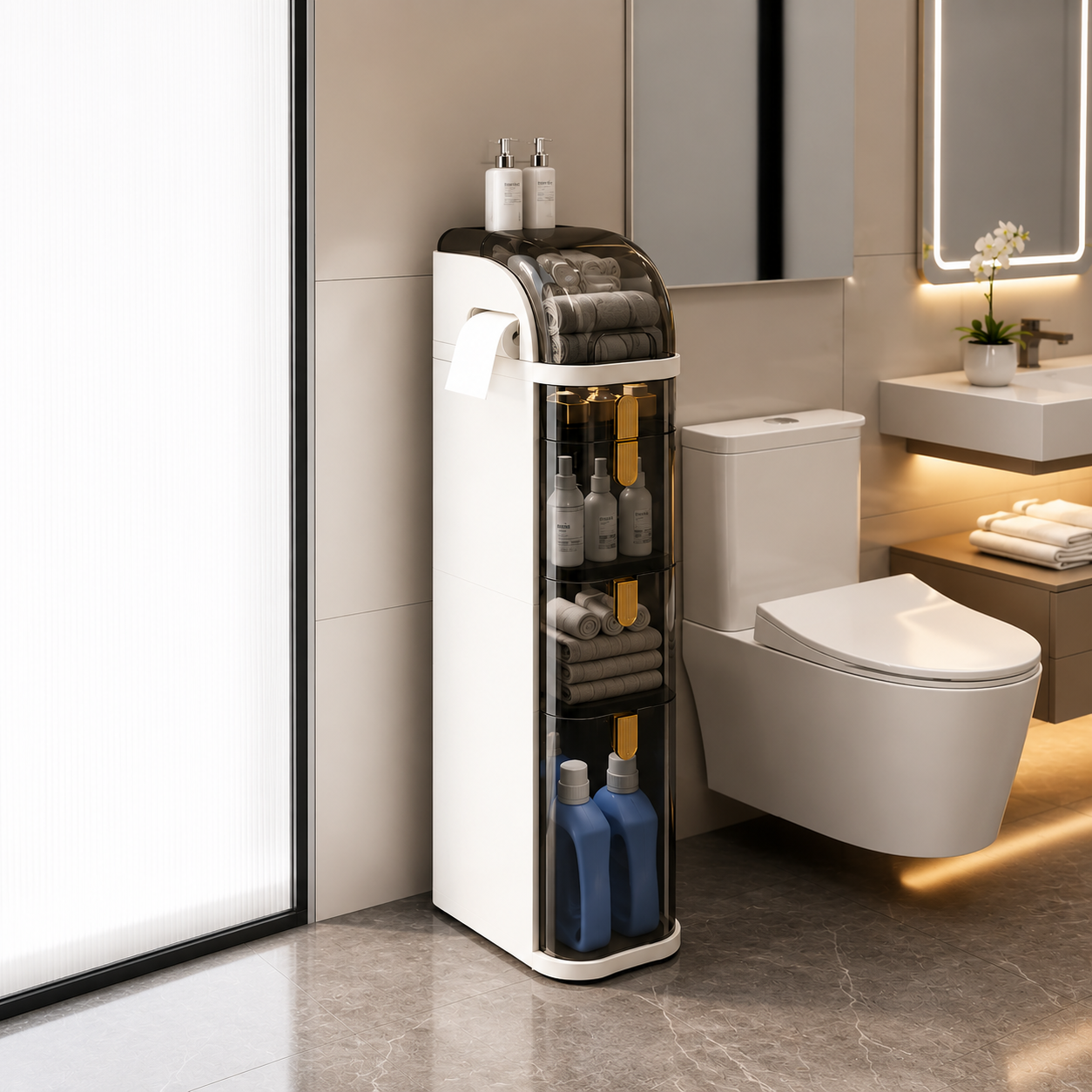 Gaveteiro Organizador FlexMove™ | Multiuso com Rodinhas para Banheiro, Quarto, Cozinha e Lavanderia