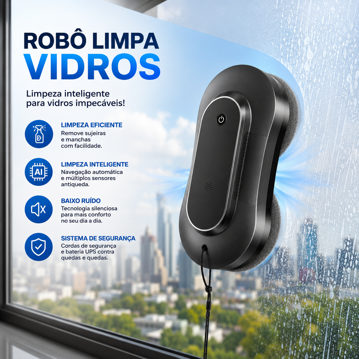 Robô Limpa Vidros Liectroux - Chega de escadas e perigo faz tudo sozinho