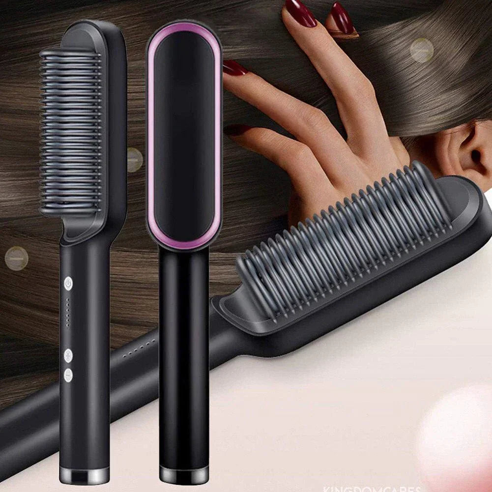 Escova Alisadora e Modeladora Elétrica 5 em 1 Bivolt Profissional