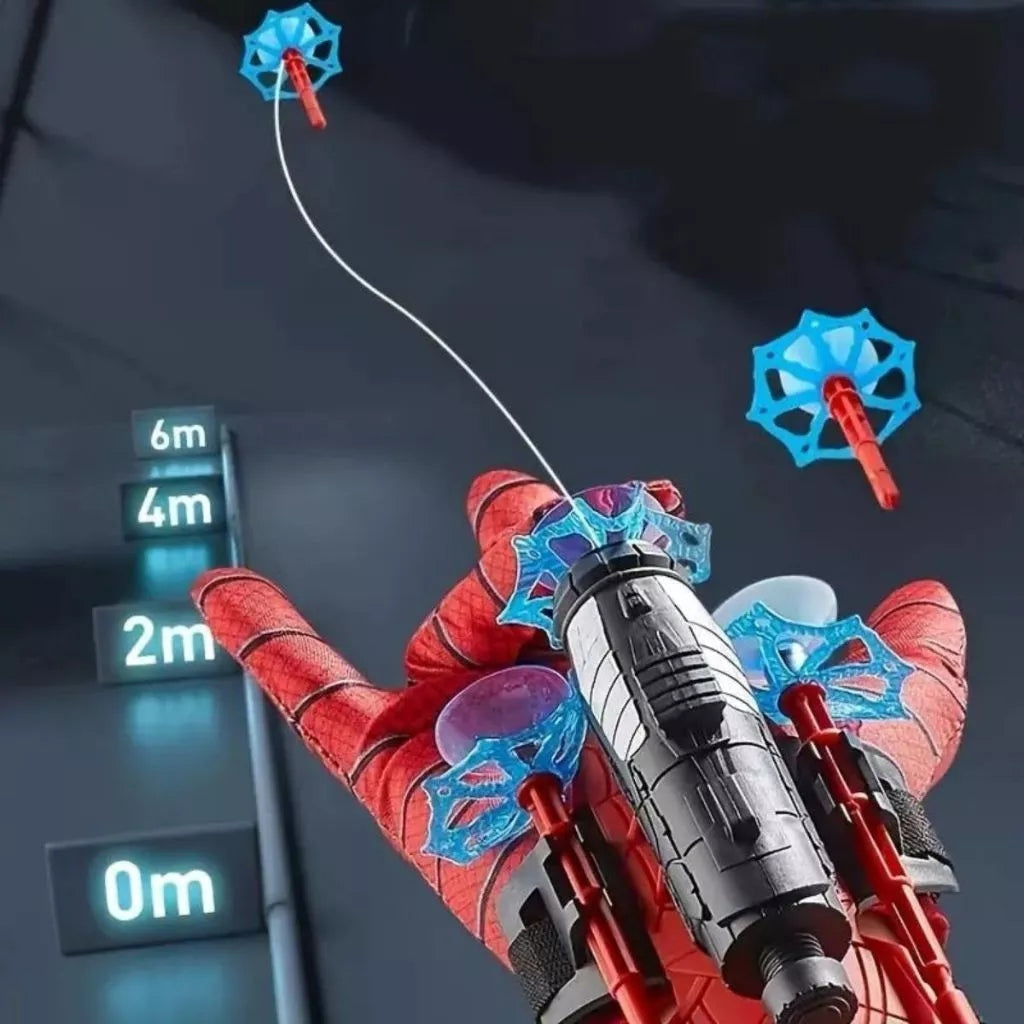 Kit 2 Luvas Homem Aranha Infantil Lançador de Teia Dardo Brinquedo Spider Man Menino e Menina