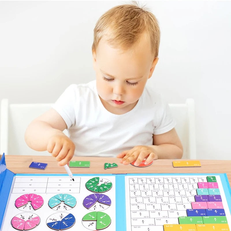 Livro Magnético Educativo de Frações Montessori – Aprendizagem Matemática com Peças Destacáveis
