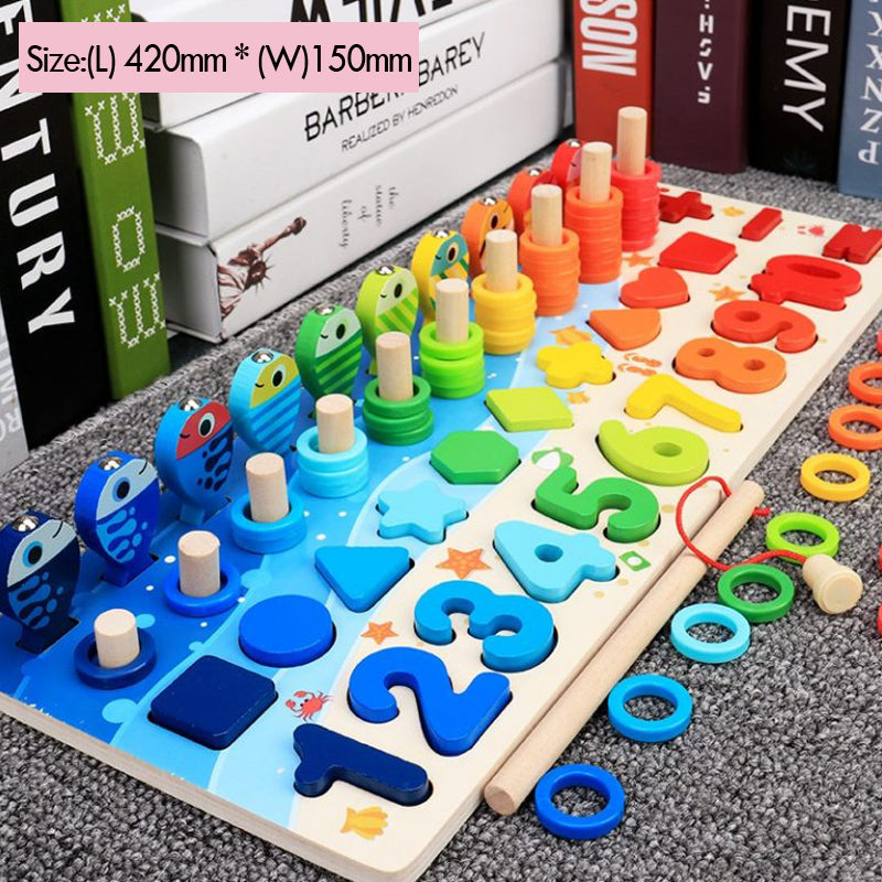 Tabuleiro Montessori de Pesca Magnética – Brinquedo Educativo com Números, Formas e Cores