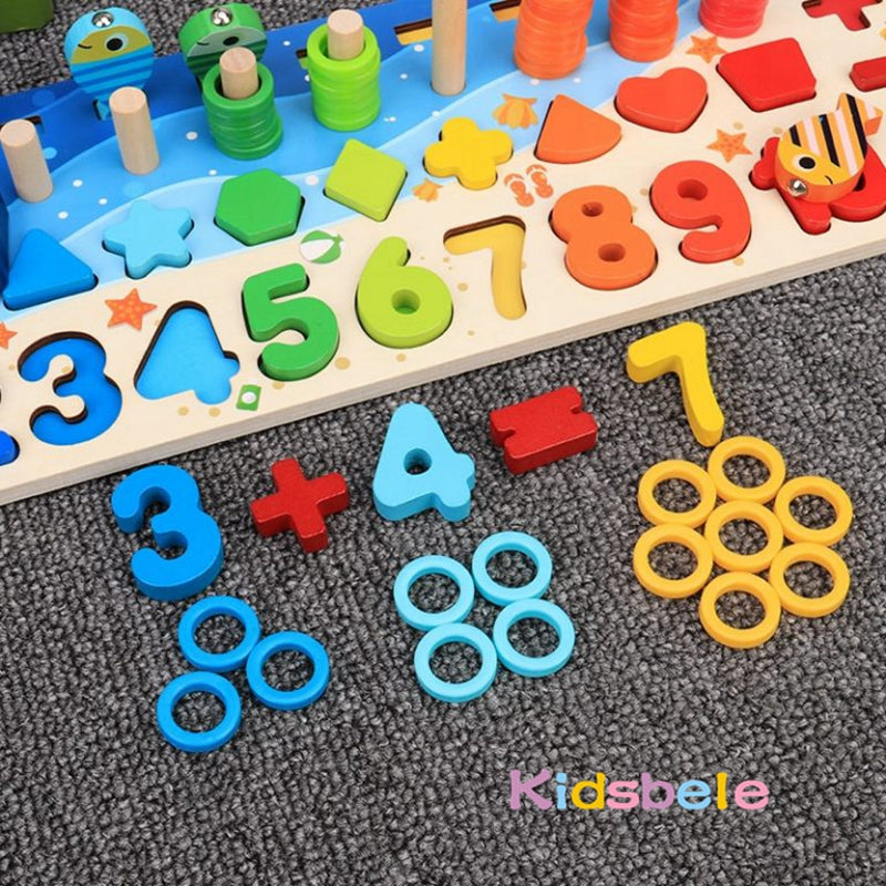 Tabuleiro Montessori de Pesca Magnética – Brinquedo Educativo com Números, Formas e Cores