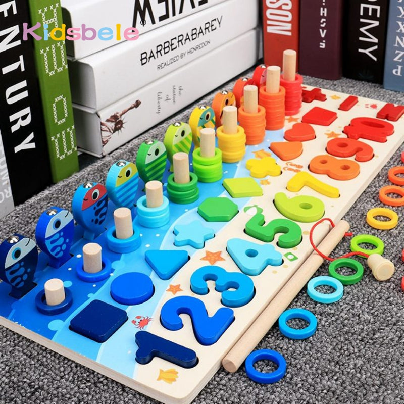 Tabuleiro Montessori de Pesca Magnética – Brinquedo Educativo com Números, Formas e Cores