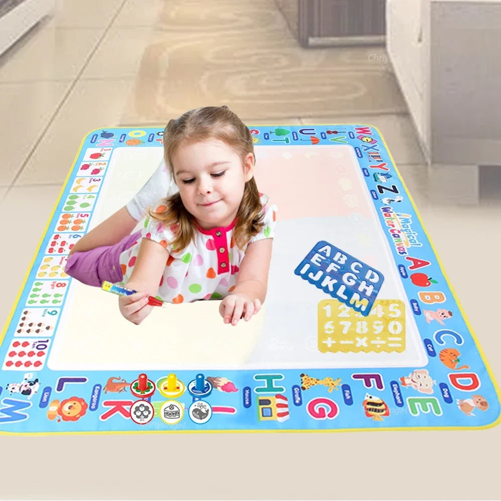 Tapete Mágico de Desenho com Água 100x80cm – Brinquedo Educativo Reutilizável com Canetas Mágicas para Crianças