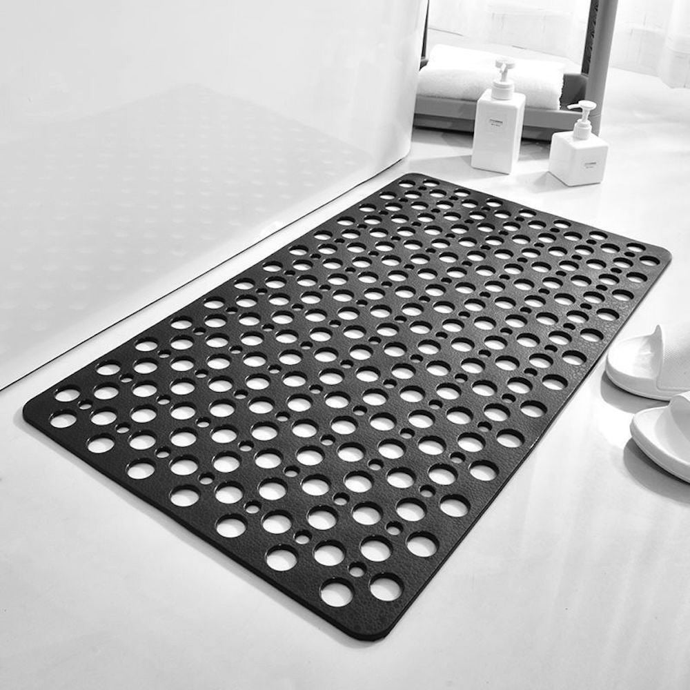 Tapete de Banheiro Antiderrapante com Ventosas – Drenagem Rápida e Design com Furos
