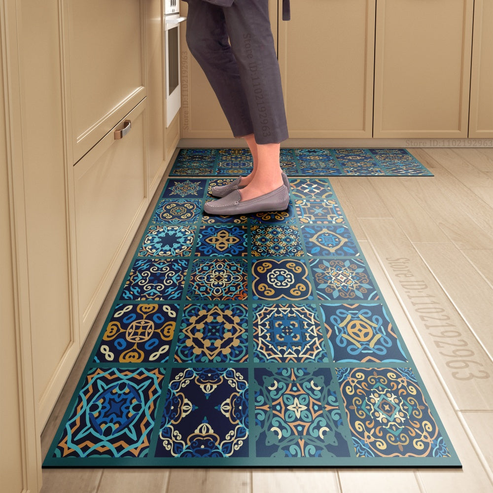 Tapete de Cozinha Estilo Azulejo – Antiderrapante, Impermeável e Fácil de Limpar