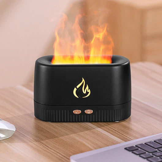 Umidificador de Ar Ultrassônico com Luz LED Chama e Aromaterapia
