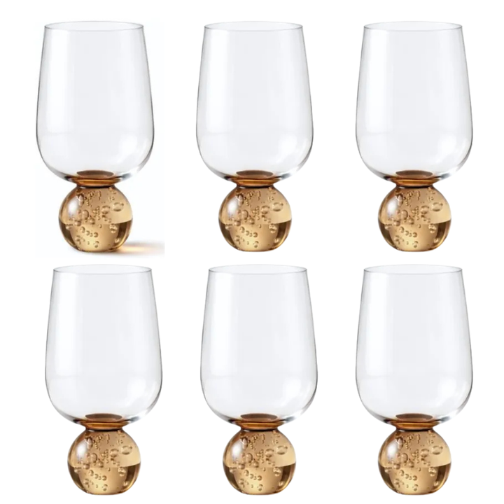 Taças Champanhe Base Esfera Transparente + Bandeja para Taça