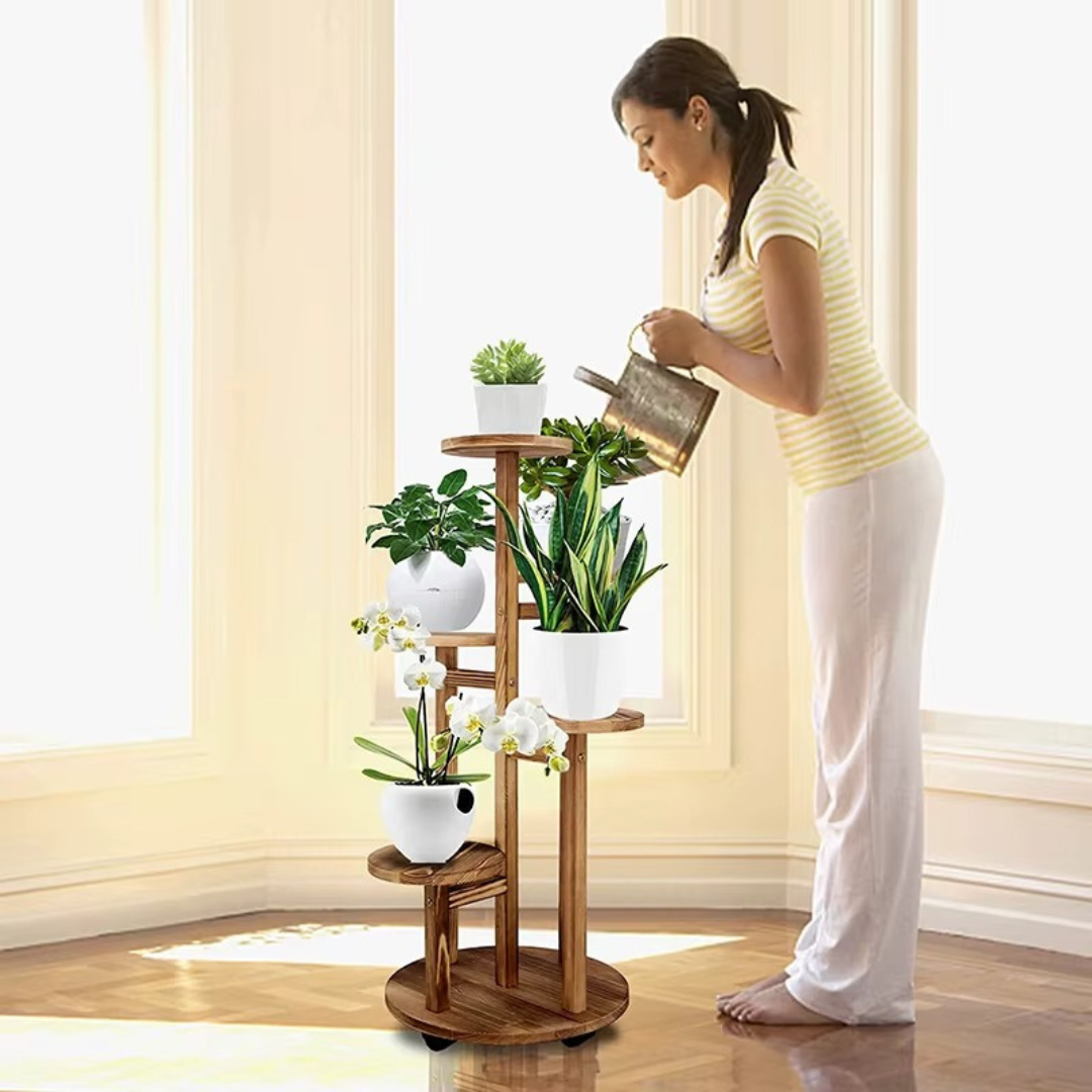 [LEVE 2 PAGUE 1] Suporte Botânica de Madeira Teca - 100% O Cantinho das Plantas + BRINDE: Kit de Vasos Decorativos