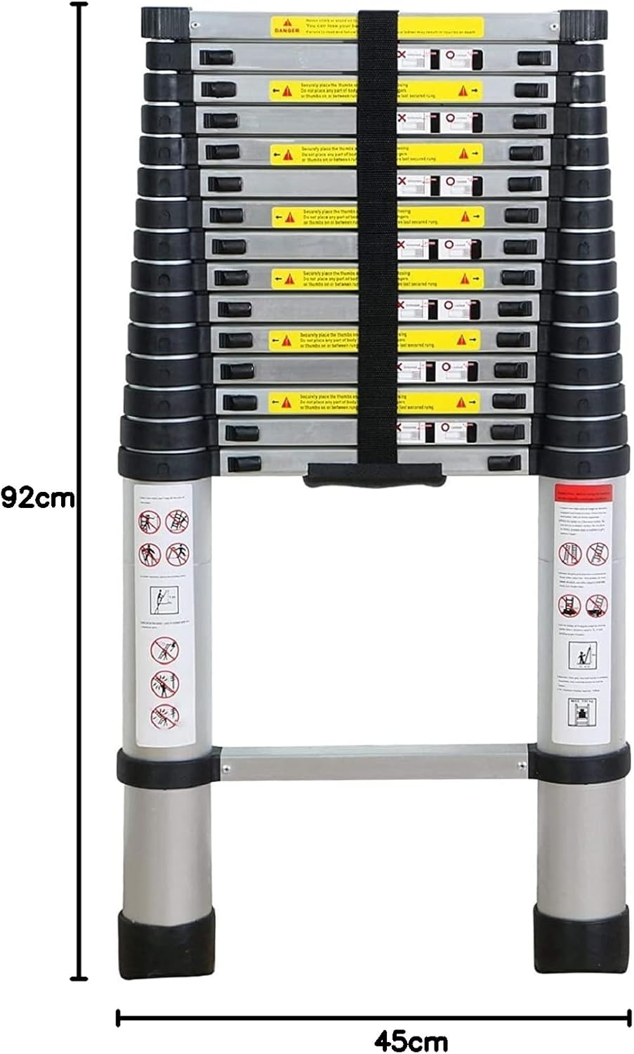 Escada Telescópica Extensível, 5M, Escada de Alumínio, Escada Antiderrapante, Escada Portátil, Carga Máxima de 150KG