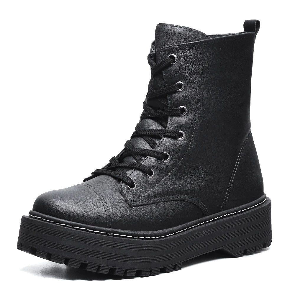 Bota Coturno Feminina Tratorada de Cano Curto