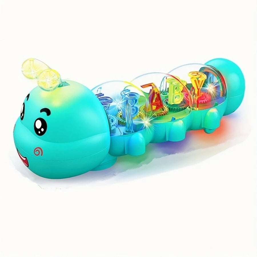 Brinquedo de Engatinhar em Formato de Lagarta – Com Luzes, Música e Movimento Automático