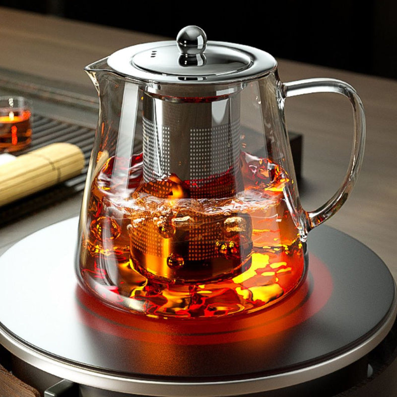 Bule de Vidro Resistente ao Calor com Infusor em Aço Inox – Chaleira para Chá