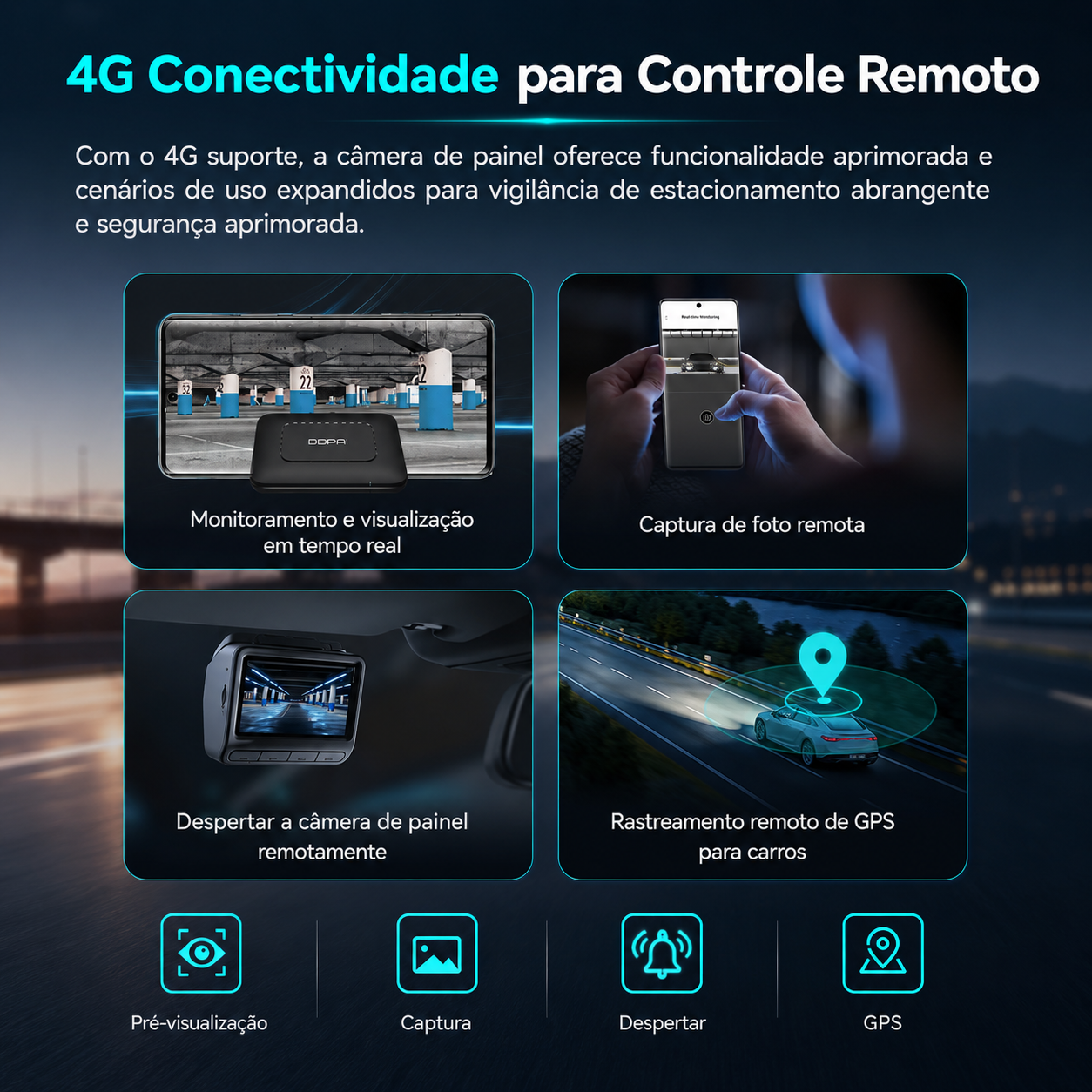 Câmera Veicular Z60 4g Visualização Remota 4k  3 em 1