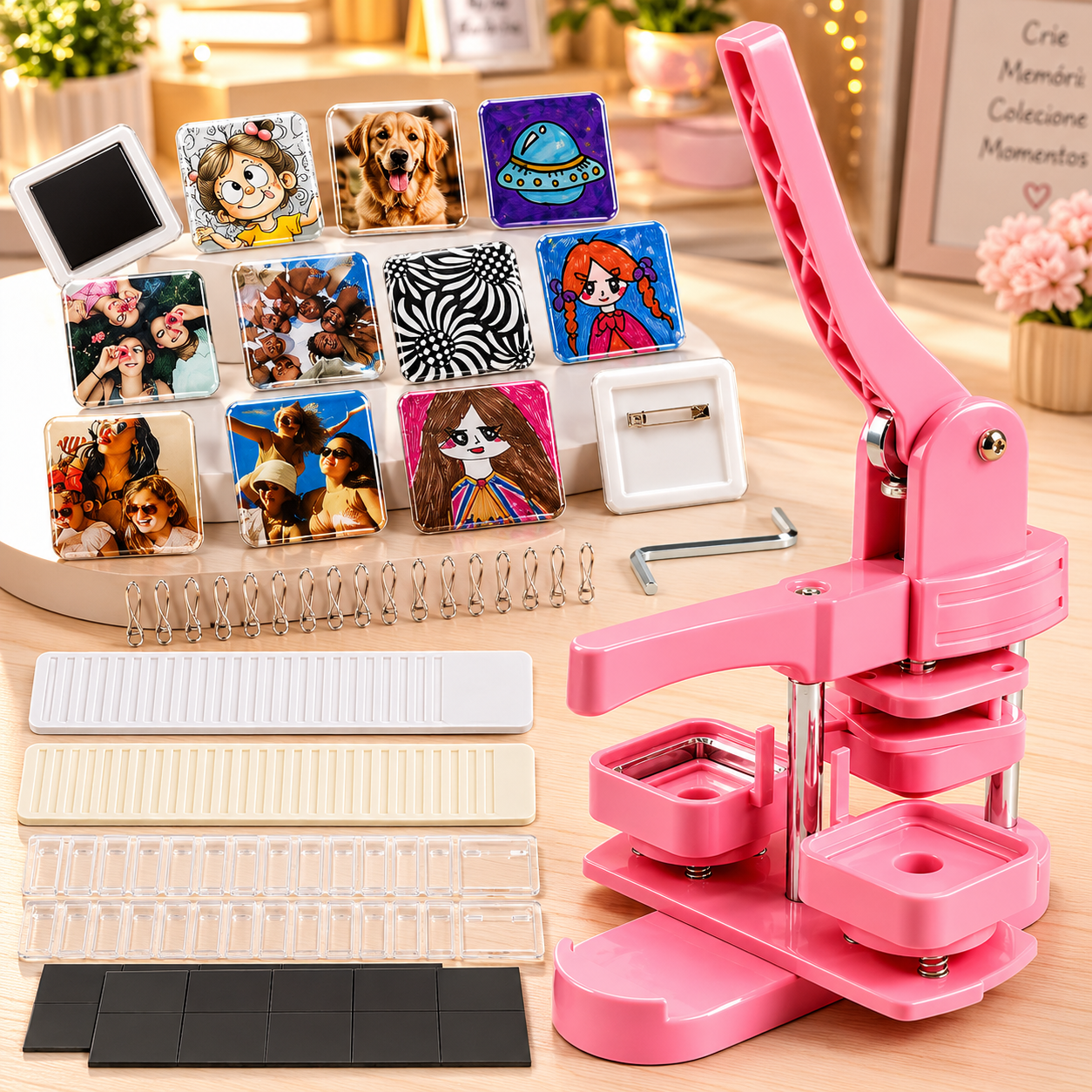 Máquina Para Fazer Ímãs Com Fotos e Botões