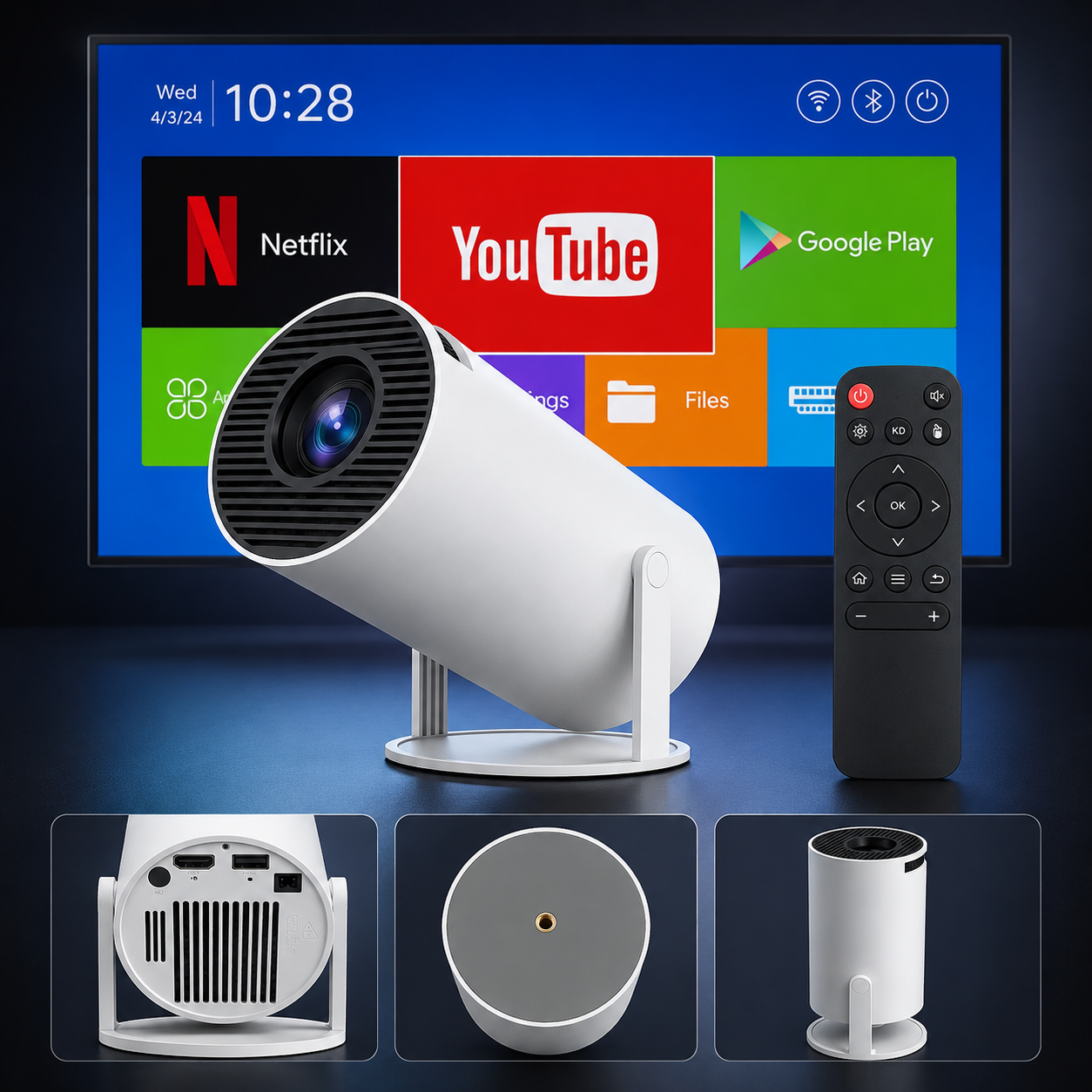 Projetor Smart Cinema Portátil 4K com 5G - Cinema em Casa