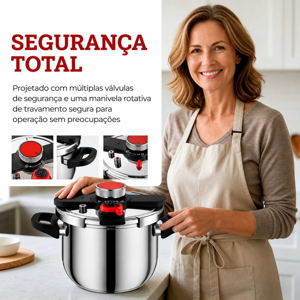 [COMPRE 1 LEVE 2] - KIT Panelas de Pressão TurboChef Aço Inoxidável - Á Prova de Explosões + Brinde: Kit Utensílios