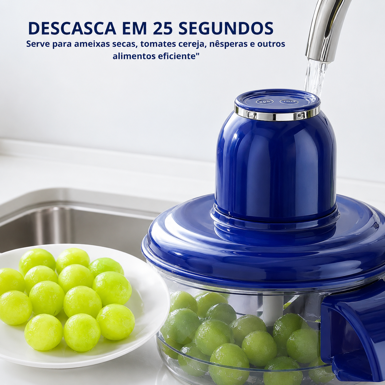 Descascador Elétrico de Alho e Frutas Automático