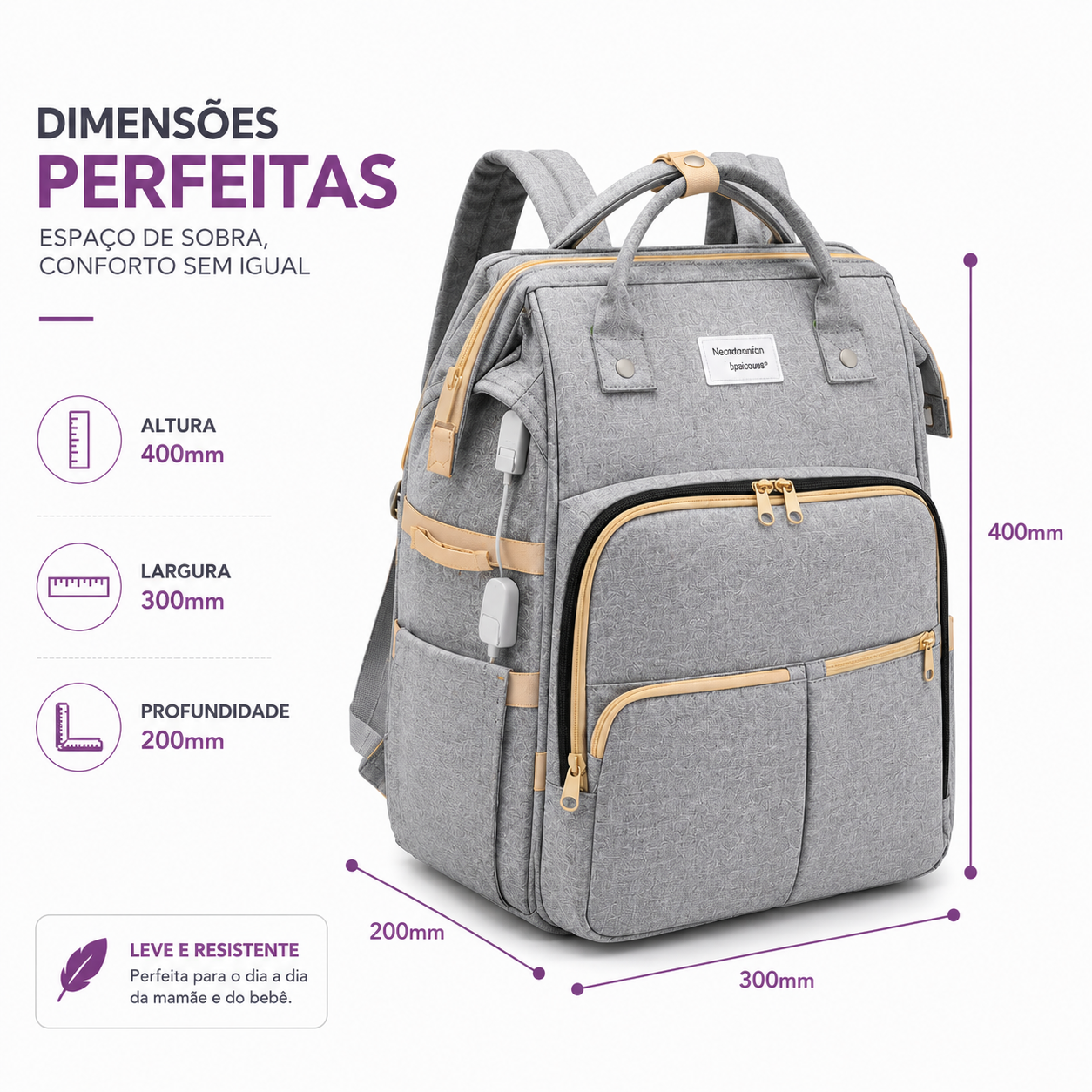 Mochila De Maternidade Expansível 3 Em 1 Com Berço Portátil