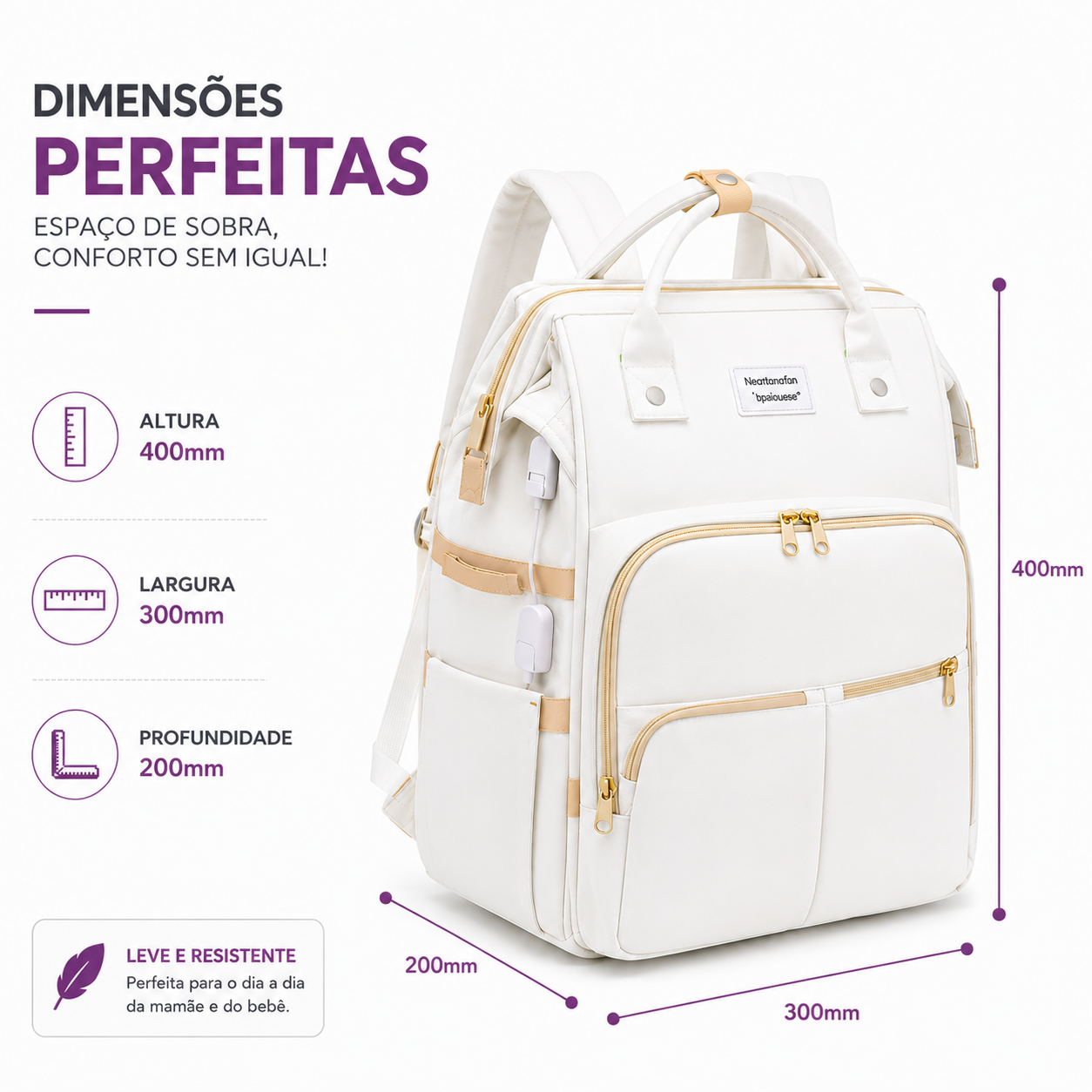 Mochila De Maternidade Expansível 3 Em 1 Com Berço Portátil