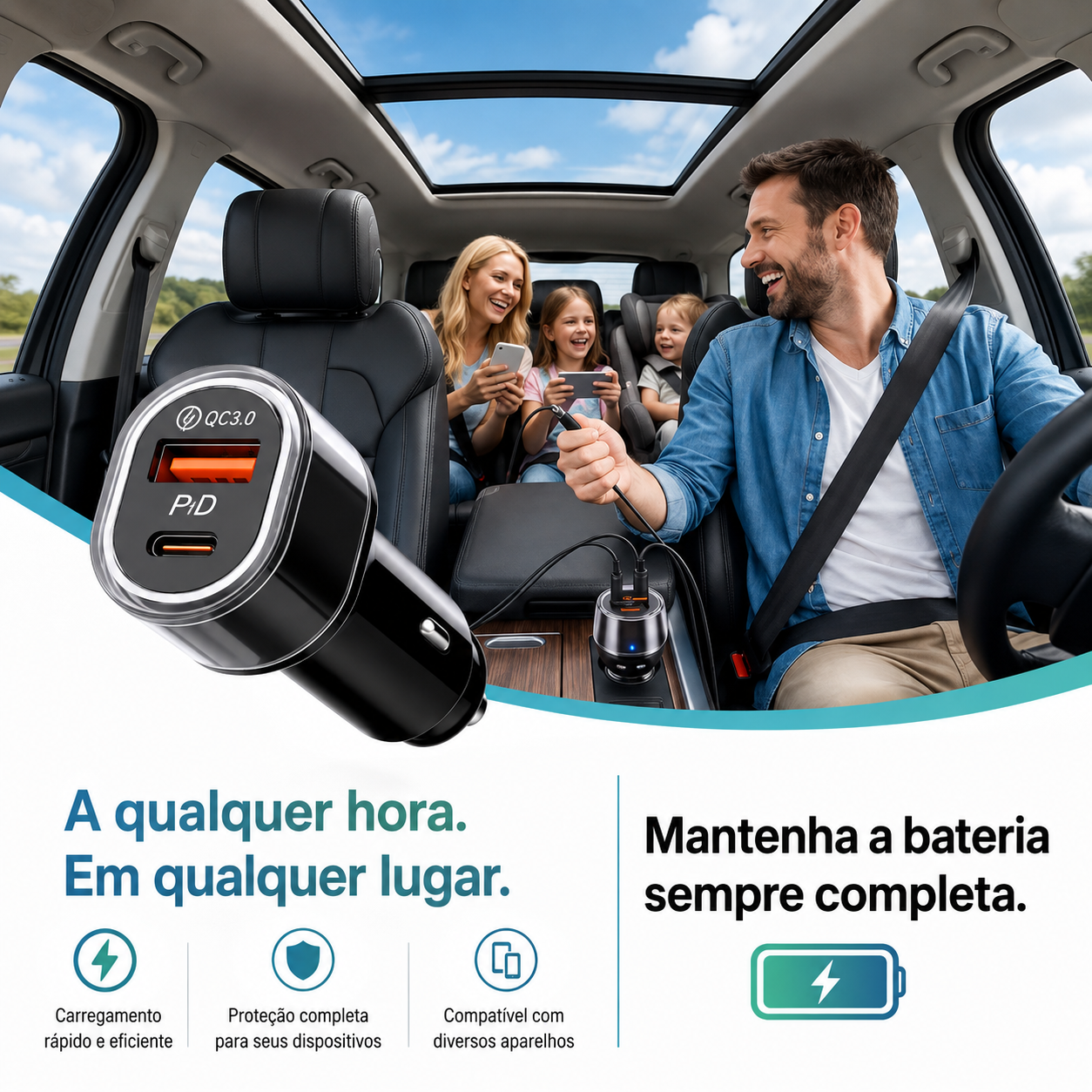 Rastreador GPS Para Carros e Carregador Tipo C e USB - 10% OFF NO PIX