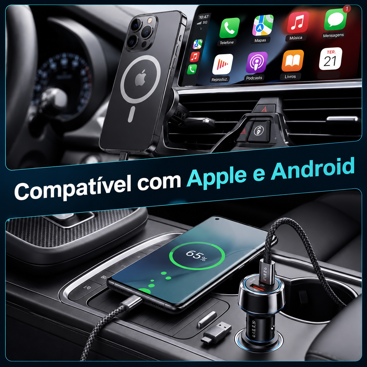 Rastreador GPS Para Carros e Carregador Tipo C e USB - 10% OFF NO PIX