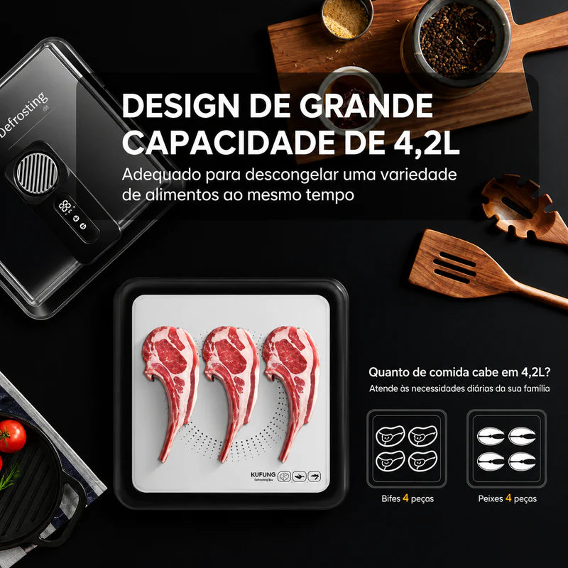 Bandeja de descongelamento rápida para carne, caixa de descongelamento de carne recarregável via USB com tampa