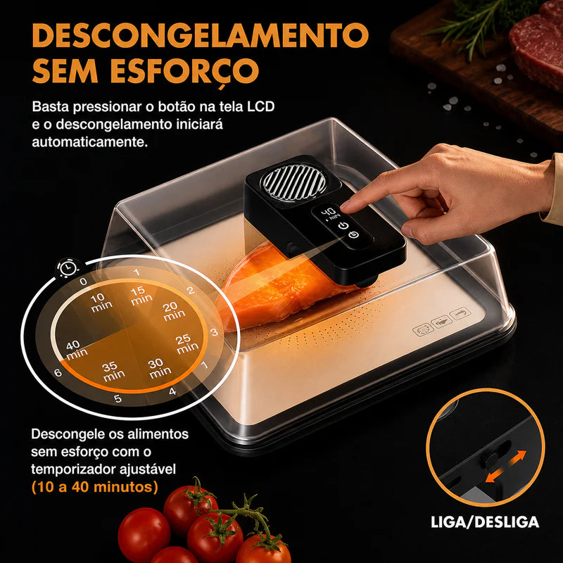 Bandeja de descongelamento rápida para carne, caixa de descongelamento de carne recarregável via USB com tampa
