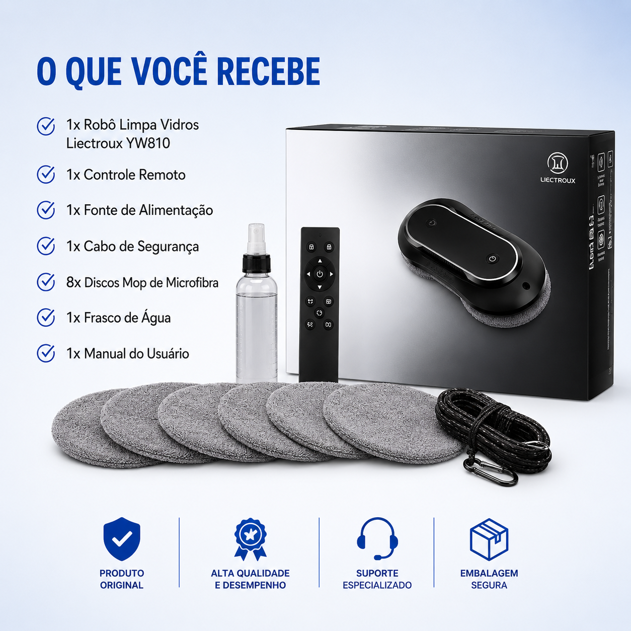 Robô Limpa Vidros Liectroux - Chega de escadas e perigo faz tudo sozinho