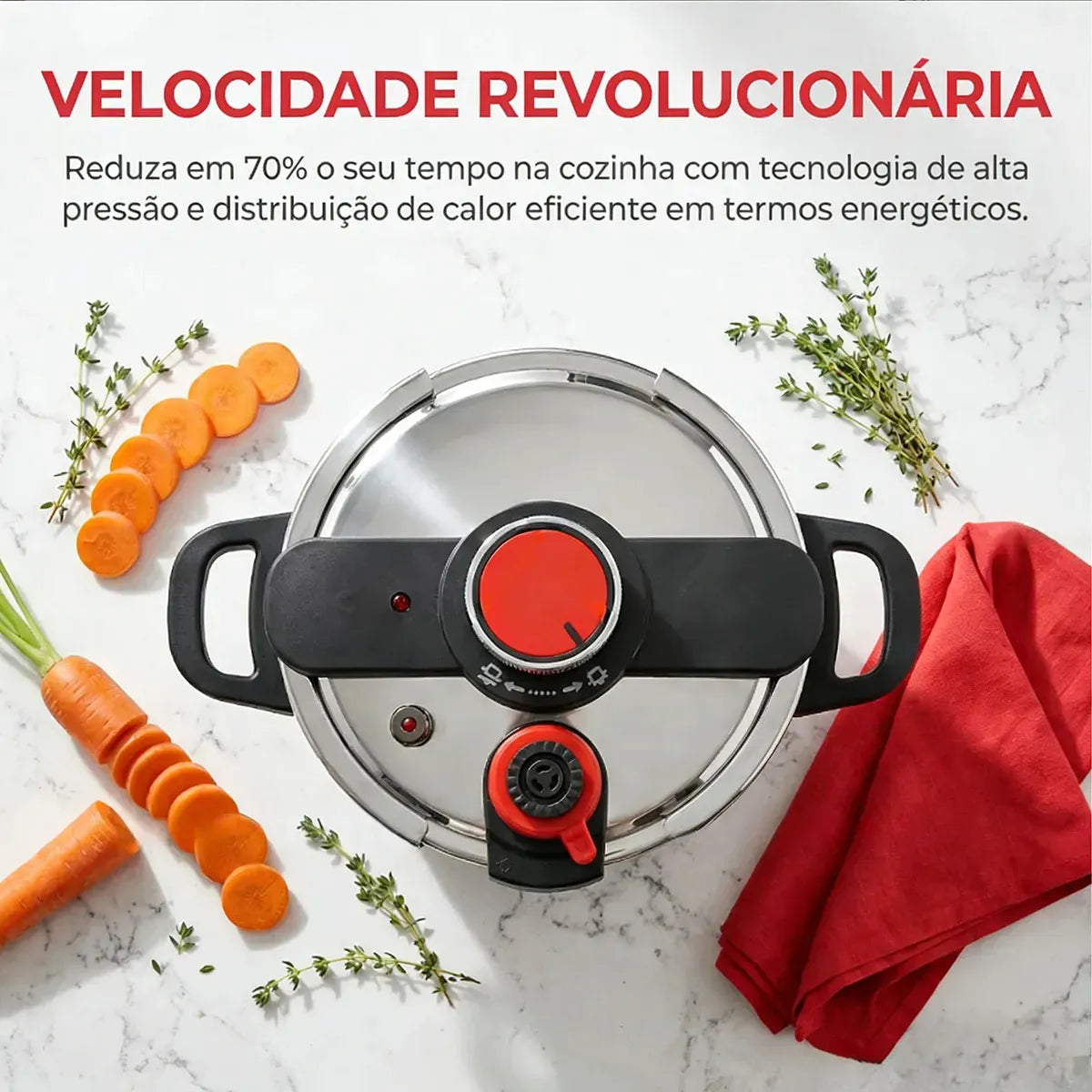 [COMPRE 1 LEVE 2] - KIT Panelas de Pressão TurboChef Aço Inoxidável - Á Prova de Explosões + Brinde: Kit Utensílios