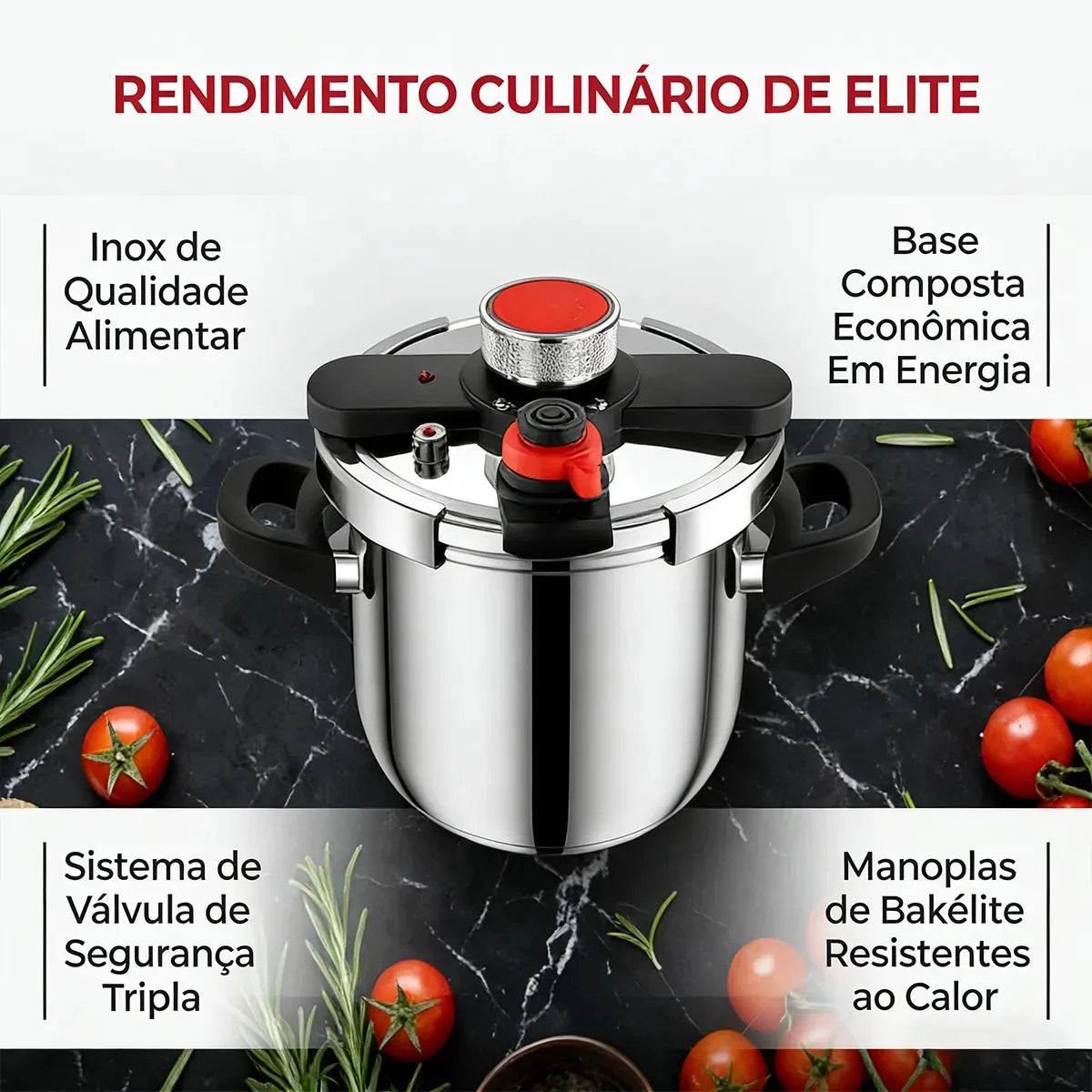 [COMPRE 1 LEVE 2] - KIT Panelas de Pressão TurboChef Aço Inoxidável - Á Prova de Explosões + Brinde: Kit Utensílios