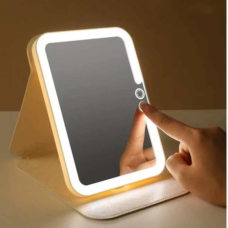 Espelho de Maquiagem com Iluminação LED Recarregável Portátil