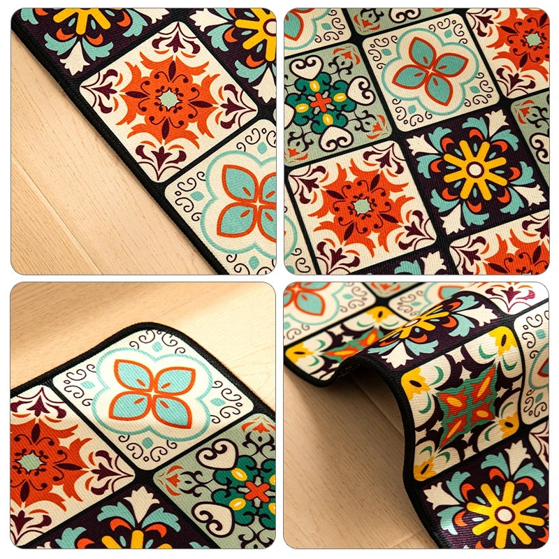 Tapete de Cozinha Estilo Azulejo – Antiderrapante, Impermeável e Fácil de Limpar