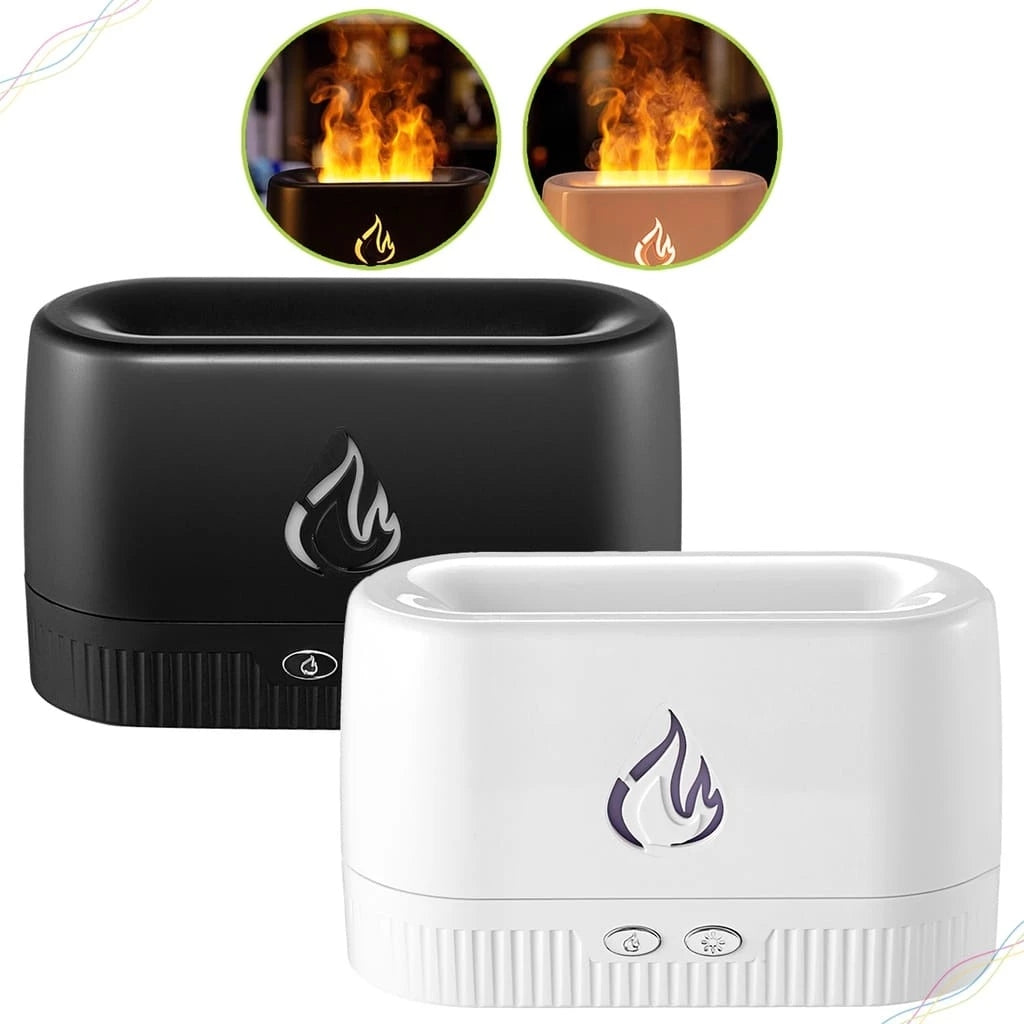 Umidificador de Ar Ultrassônico com Luz LED Chama e Aromaterapia