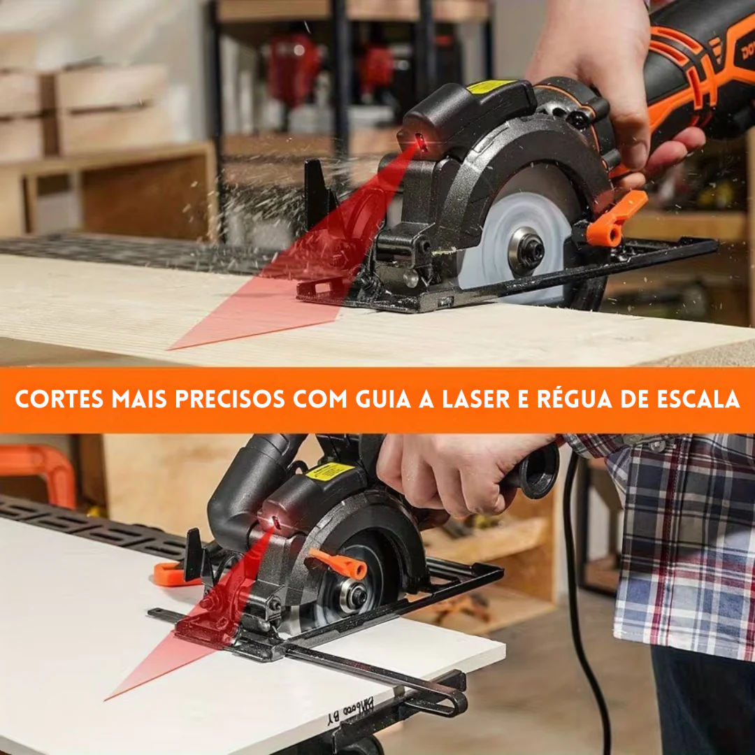 Serra Circular Cortex Multiuso, 6 Lâminas Inclusas + BRINDES: Óculos de Proteção e Trena 7.5 Metros