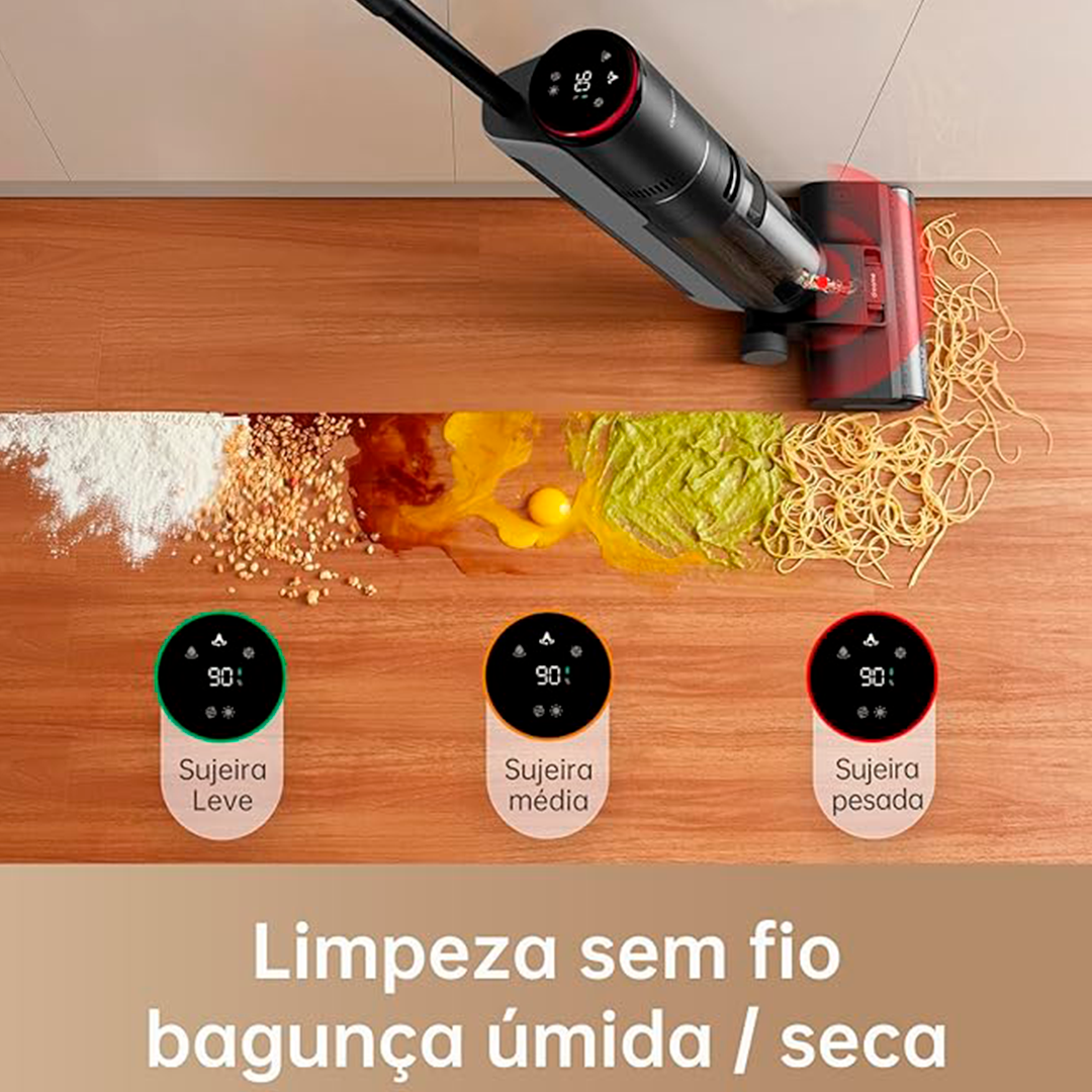 Aspirador Sem Fio 3 em 1 Potente para Pisos, Tapetes e Cantos Difíceis - ÚItimas unidades